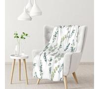 InOmak White Natural Greenery Twig Printed,Soft Blanket Warm Anti-Pilling Flannel Plush Throw Blanket 76 X 102 cm