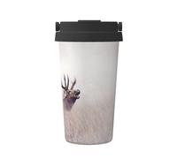 InOmak Wild Deer Print,500ml Coffee Mug Insulated Stainless Steel Water Bottle Portable Coffee Cup