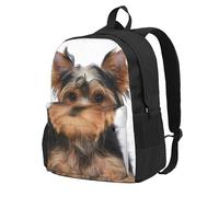 InOmak Yorkshire Terrier Lies On White, Backpack With Pockets Casual Daypack Water Resistant School Bag for Travelling, Hiking, or Camping