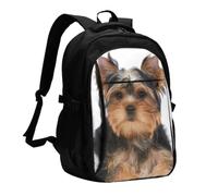 InOmak Yorkshire Terrier Lies On White, Travel Backpack Casual School Bags Laptop Rucksack With USB Charging Port For Men Women