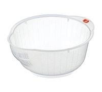 Inomata Japanese Rice Washing Bowl with Strainer, 2 Quart, Plastic, Clear, 2-Quart