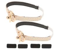 INOOMP 1 Pair Detachable Pu Leather Heel Straps for High Heels with Elastic Band and Zinc Alloy Snap Button, Supportive Feel Beige Shoe Straps for Secure Fit and Anti-slip