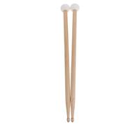 INOOMP 1 Pair Drum Kit Beaters, Wood Drumsticks with Felt Head - 16in Non-Slip Percussion Sticks for Rock Band Rhythm & Snare Mallet Use, Beige