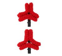 INOOMP 1 Pair Red Knitting Angry Hair Clips for Women, Versatile Yarn and Metal Material with Quirky Cartoon Duckbill Design, for Live Streaming and Festive Events Hair Styling