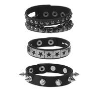 INOOMP 1 Set Vintage Goth Studded Leather Cuff Bracelet for Men Women | Multiple Bangle Wristbands 80s 90s Punk Rock Concert Jewelry Accessories Street Hip Hop Outfit