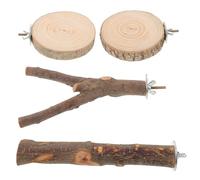 INOOMP 1 Set Wood Parrot Standing Perch Branches - Cage Platforms For Cockatiel Parakeet Conure - Solid Claw Grinding Toys - Birds Playstand