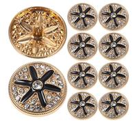 INOOMP 10 Pcs Metal Woolen Coat Buttons Creative Clothes Button with Smooth Hand Stitch Buttonhole Design Round Rhinestone Decorative Fashionable Elegant Overcoat Accessories for Sewing