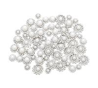 INOOMP 100pcs Decorative Pearl Buttons Flower Rhinestone Buttons with Three Dimensional Look Delicate Craftsmanship Brilliant Shimmer Resist Fading and Shedding for DIY Crafts Scarf