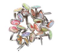 INOOMP 100pcs DIY Craft Mini Brads Alloy Nails Colorful Pattern Decoration Details Practical Use for Decoration and Craft Making Random Style