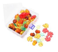INOOMP 100pcs Fall Vase Fillers Acrylic Pumpkin Acorn Maple Leaves Set for Autumn Harvest Table Centerpiece Thanksgiving Home Decoration with Rich Seasonal Colors