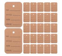 INOOMP 100pcs Kraft Paper Clothing Hang Tags 3.5x5cm Small Blank Retail Price Marking Labels with String for Garments and Merchandise in Light Brown