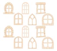 INOOMP 100Pcs Unfinished Wooden Fairy Doors Miniature Tiny Windows for Fairy Garden Decorations and Bonsai Designs Tranquil Nature-Inspired Style