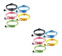 INOOMP 10pcs Adjustable Pet Bell Collar Cute Cat Neck Jewelry Yellow and Light Green and Stylish Pet Supplies for Kittens and Cats
