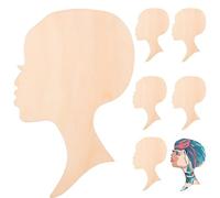 INOOMP 10pcs African Woman Head Shape Blank Slices DIY Wood Chips Crafts Cutout Creative Appearance Fine Workmanship Unfinished Wood for Art and Craft Projects