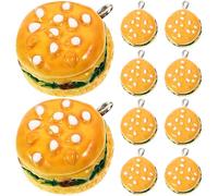 INOOMP 10pcs Resin Hamburger Key Pendants Lightweight Portable Charms with Stylish Hamburger Appearance for Keychain Pendant and Bag Ornament DIY Jewelry Making
