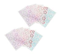 INOOMP 10pcs Self-Adhesive Face Gems Stickers Star and Heart Shape Rhinestones with Pearls Multi-Color Silver Ab Pink Purple Red Blue Festival Makeup Body Craft Decorations