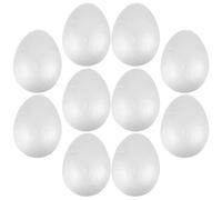 INOOMP 10pcs White Foam Easter Eggs for Painting and Decorating, Lightweight Solid Craft Eggs with Classic Easter Festival Elements, for Chicken Coop or Shop DIY Crafts