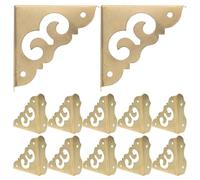 INOOMP 12pcs Antique Table Corner Bumpers: Triangle Copper Corner Braces with Screw for Furniture Protection, Metal Edge Protector for Cabinet Jewelry Box
