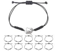 INOOMP 12pcs Cheerleading Bracelet: Handmade Braided String Wristbands, Cheer Jewelry Accessories For Football Game Day - Cheer Team Present Black