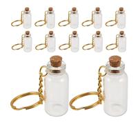 INOOMP 12pcs Empty Spell Jars: Tiny Glass Bottles With Metal Keychain - 5ml Small Corked Vials - Clear Message Jars Wishing Bottle Pendant Diy Projects