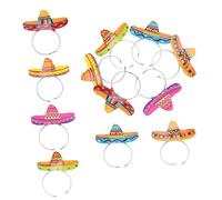 INOOMP 12pcs Mexican Festival Headbands Wide Brimmed Straw Hat Style Party Supplies Comfortable Fit Cinco De Mayo Decorations