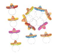 INOOMP 12pcs Mexican Hat Headbands Creative Fiesta Party Hair Accessories for Cinco De Mayo and Day Dead Comfortable Wide Brimmed Design for Cosplay and Festivals