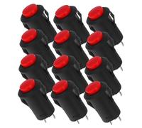 INOOMP 12pcs Red Self-locking Push Button Switch LED Latching Electrical Control Panel Cartridge Style for Car Truck Industrial Automation
