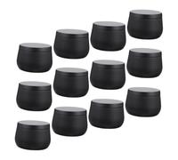 INOOMP 12pcs Round Tea Canisters Black Tinplate Storage Jars Multi Purpose Candy Candle Craft Containers Gift Tins Travel Boxes with Smooth Surface Easy to Clean