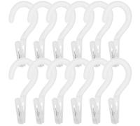 INOOMP 12pcs White Multi-Purpose Laundry Hook Clips Made of Sturdy Pp Material, Simple and Stylish Clothes Store Hanger for Drying Socks, Underwear and Small Garments