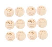 INOOMP 12pcs Wooden Cards Double-Sided Monthly Growth Signs for Newborn Photo Props Adorable Keepsakes for Celebrating and Pregnancy Announcements