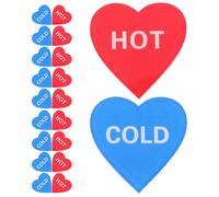 INOOMP 15Pair Hot Cold Faucet Signs Acrylic Heart-Shaped Water Temperature Indicator Stickers Self-Adhesive Hot Faucet Sticker Ice Cold Decals for Hotel Bathroom Kitchen