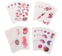 INOOMP 16 Sheets Halloween Temporary Tattoos Fake Scars and Bruises with Realistic Effect, Lightweight Tattoo Paper Stickers for Costume Dress and Dancing, Red Wound Style Stickers