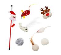 INOOMP 16pcs Interactive Christmas Cat Toy Set Engaging Teaser Toys for Cats Festive Colors for Indoor Play and Holiday Fun