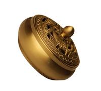 INOOMP 1pc Elegant Antique Brass Incense Burner for Home Decoration and Tea Ceremony Compact Censer with Stable Base Fine Craftsmanship Aromatherapy Holder for Worship and Living