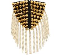 INOOMP 1pcs Shoulder Board Badge Vintage Tassel Chain Rivet Epaulet Chic Tassel Epaulettes Decorative Epaulettes Golden Alloy Well-Made Fashionable Epaulet for Costumes and School Uniform