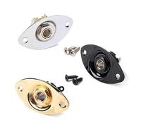 INOOMP 2 Mounting Screws Guitar Jack Socket Electric Guitar Jack Oval Shape Glossy Surface Bright Golden Finish Replacement for Bass Accessories