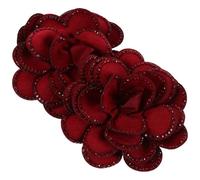 INOOMP 2 Pair Red Rose Flower Clip on Charm for Wedding Shoes Lightweight Fabric Shoe Flower Clips Reusable Floral for Church Ceremony and Indoor Use