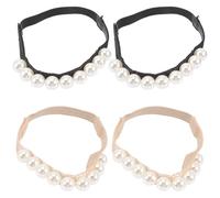 INOOMP 2 Pairs High Heel Shoe Pearl Beaded Elastic Detachable Shoelaces