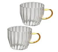 INOOMP 2 Pcs 100ml Glass Teacups with Handle Small Kung Fu Tea Cups | Easy to clean, smooth round edges, comfortable handheld design, traditional style for tea service and daily use