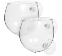 INOOMP 2 Pcs Borosilicate Glass Plant Cups with 4 Suction Cups Aquarium Aquatic Plant Holders for Fish Tank Decoration and Hydroponic Growth