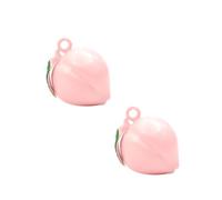 INOOMP 2 Pcs DIY Bell Hanging Accessories Peach Bell Pendant with Leaf Shape Copper Material Portable Easy Hanging for Home Decor Keychain