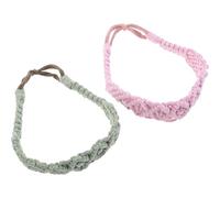 INOOMP 2 Pcs Women Crochet Headband Bohemian Style Wide Stretchy Decorative Headbands Made of Comfortable Polyester Cotton Yarn for Sports and Workout