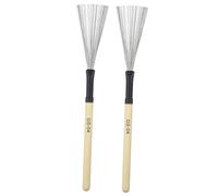 INOOMP 2 Pieces Wooden Handle Jazz Drum Wire Brushes Percussion Brush Sticks with Steel Wire for Acoustic Drum Kit Practice and Performance