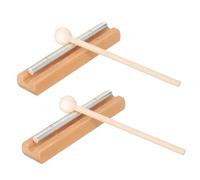 INOOMP 2 Set Meditation Hand Bells with Mallet Aluminum Tube Chime Percussion Instruments for Classroom Yoga Mindfulness Prayer Portable Base Bells for Teacher Tools Music Practice