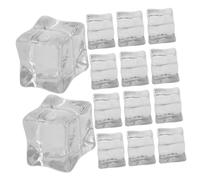 INOOMP 20pcs Clear Fake Ice Cubes Plastic Simulation Transparent Decorative Cubes for Bar Ambiance Photography Props Reusable with Unique Luster Texture