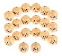 INOOMP 20pcs Wood Beads Wooden Spacer Beads Khaki Round Wood Material Easy to Match Art Projects Not Easy to Break Simple Design for Handmade and Garland Making