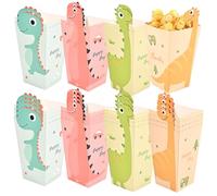 INOOMP 24pcs Dinosaur Popcorn Containers Party Treats Boxes Birthday Snack Holders with Paper Popcorn Bowls for Movie Night and Party Decorations