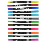 INOOMP 24pcs Dual-tip Calligraphy Brush Pens with Washable Ink, Soft Brush Tip and Fine Tip Markers for Art Supplies and Illustration, Suitable for Students