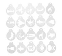 INOOMP 24pcs Halloween Cake Stencils, Cake Templates, Pet Plastic, White, Small Size, Easy to Carry, for Dessert Chefs and Latte Art, Halloween Themed Festive Atmosphere