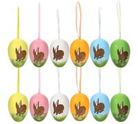 INOOMP 24pcs Hanging Easter Egg Decorations Plastic DIY Adorable Egg Pendants with Decorative Painting for Birthday and Parent Play